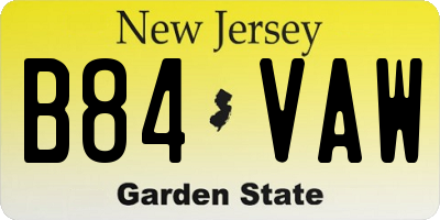 NJ license plate B84VAW
