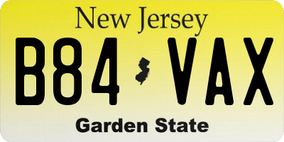 NJ license plate B84VAX