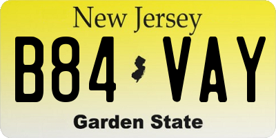 NJ license plate B84VAY