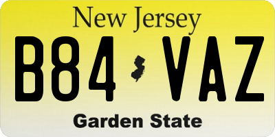 NJ license plate B84VAZ