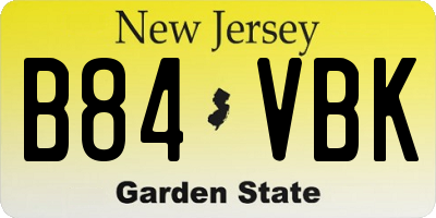 NJ license plate B84VBK