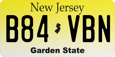 NJ license plate B84VBN