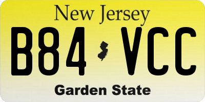 NJ license plate B84VCC