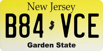 NJ license plate B84VCE