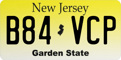 NJ license plate B84VCP