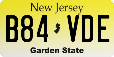 NJ license plate B84VDE
