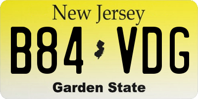 NJ license plate B84VDG