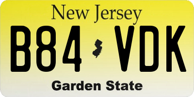 NJ license plate B84VDK