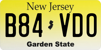 NJ license plate B84VDO