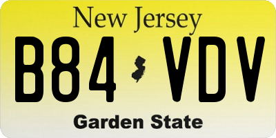 NJ license plate B84VDV