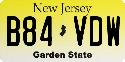 NJ license plate B84VDW