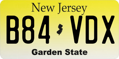 NJ license plate B84VDX