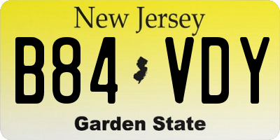 NJ license plate B84VDY