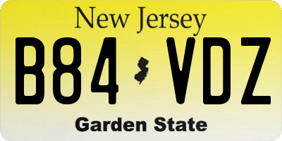 NJ license plate B84VDZ