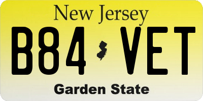 NJ license plate B84VET
