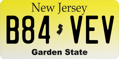 NJ license plate B84VEV