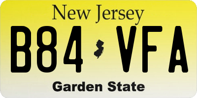 NJ license plate B84VFA