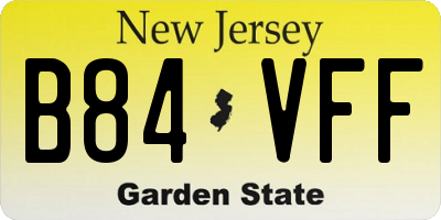 NJ license plate B84VFF