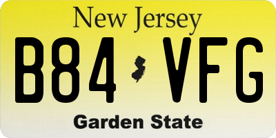 NJ license plate B84VFG