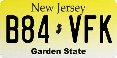 NJ license plate B84VFK