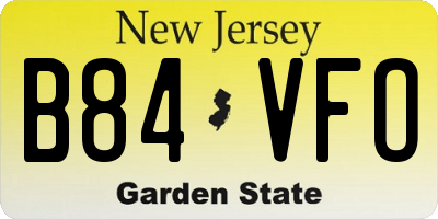 NJ license plate B84VFO