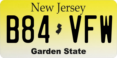 NJ license plate B84VFW