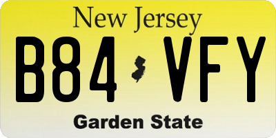 NJ license plate B84VFY