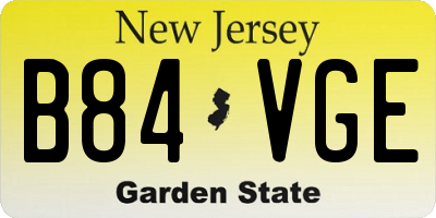 NJ license plate B84VGE
