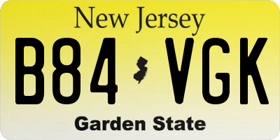 NJ license plate B84VGK