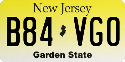 NJ license plate B84VGO