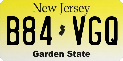 NJ license plate B84VGQ