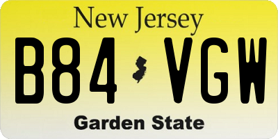 NJ license plate B84VGW
