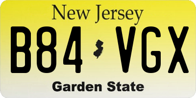 NJ license plate B84VGX
