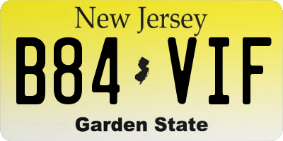 NJ license plate B84VIF