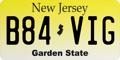 NJ license plate B84VIG
