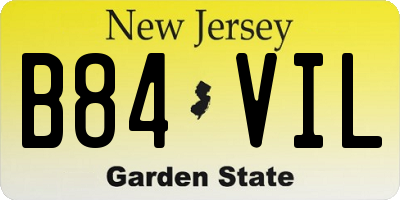 NJ license plate B84VIL