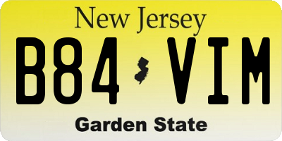 NJ license plate B84VIM