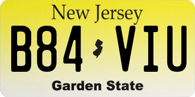 NJ license plate B84VIU