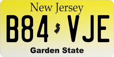 NJ license plate B84VJE