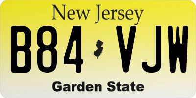 NJ license plate B84VJW