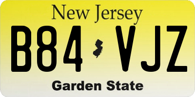 NJ license plate B84VJZ