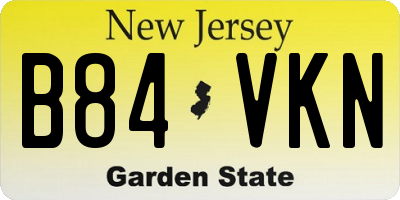 NJ license plate B84VKN