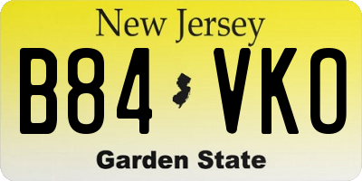 NJ license plate B84VKO