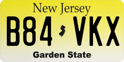 NJ license plate B84VKX