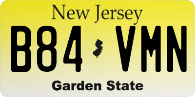 NJ license plate B84VMN