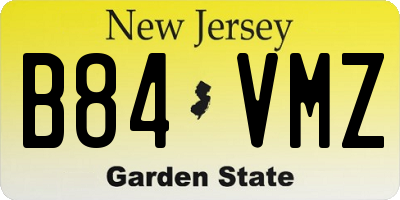 NJ license plate B84VMZ