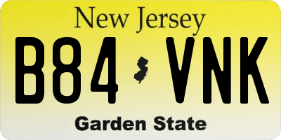 NJ license plate B84VNK