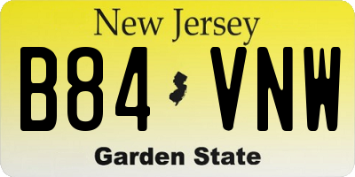 NJ license plate B84VNW
