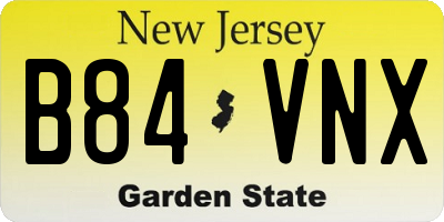 NJ license plate B84VNX