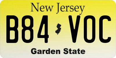 NJ license plate B84VOC